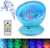Oceaan Lamp – Ocean Projector – Rustgevende Lamp – Galaxy Projector - Met Natuurgeluiden - Met MP3 Speler - Met Afstandsbediening - Slaaphulp - Ontspanning - Cyaan - Baby Blauw