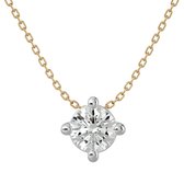 AËLRA 14K geel gouden dameshanger, 0.10 ct natuurlijke ronde solitaire diamant met ketting