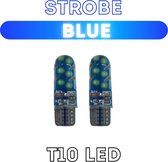 2x T10 Led Canbus HQ Strobe Blue  - Stoboscoop interieurverlichting - Blauw - Flikkerend