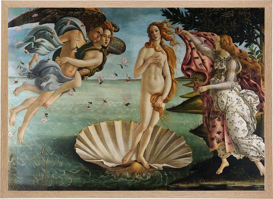 bol.com | Poster in Houten Lijst - De Geboorte van Venus - Sandro Botticelli  - Large 50x70 -...