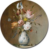 Muurcirkel Bloemstilleven - Balthasar van der Ast - 80x80 cm - Wandcirkel - Dibond - Aluminium