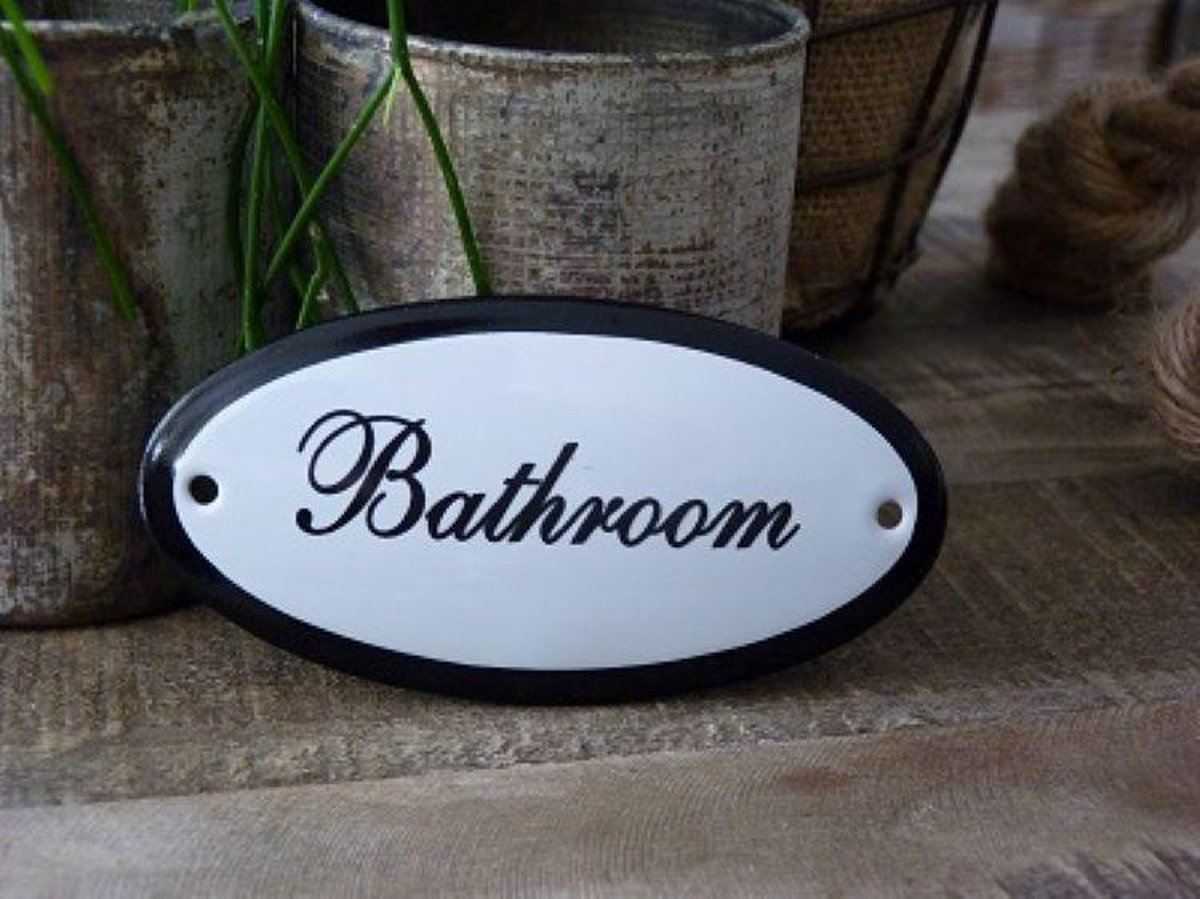 Emaille Deurbordje Ovaal \'bathroom\'
