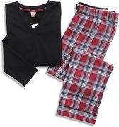 La-V pyjama sets voor Meisjes  met geruite flanel broek  Zwart/rood 152-158