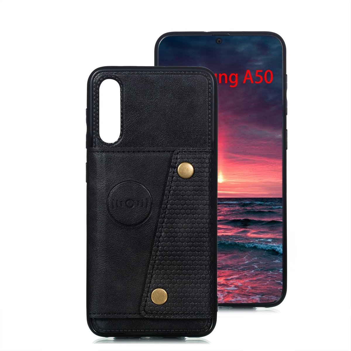 Samsung Galaxy A50 Card Case| Hoogwaardig PU Leren Hoesje | Kaarthouder | Telefoonhoesje | Zwart