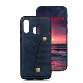 Samsung Galaxy A40 Card Case| Hoogwaardig PU Leren Hoesje | Kaarthouder | Telefoonhoesje | Blauw