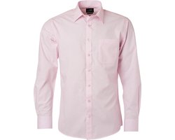 James and Nicholson Heren Longsleeve Poplin Shirt (Lichtroze)