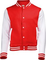Awdis Kinder Unisex Varsity Jacket / Schoolkleding (Brand rood/wit)
