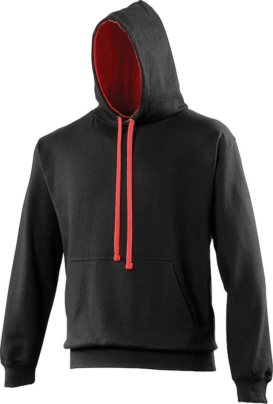 Awdis Varsity Hooded Sweatshirt / Hoodie (Jet Black / Fire Red)