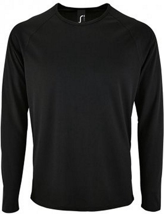 SOLS Heren Sportief T-Shirt met lange mouwen (Zwart)