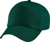 Beechfield Uniseks Effen Originele  Baseball Cap met 5 panelen (Fles Groen)