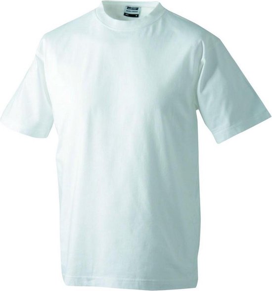 James and Nicholson Unisex Zware Ronde Tee (Wit)