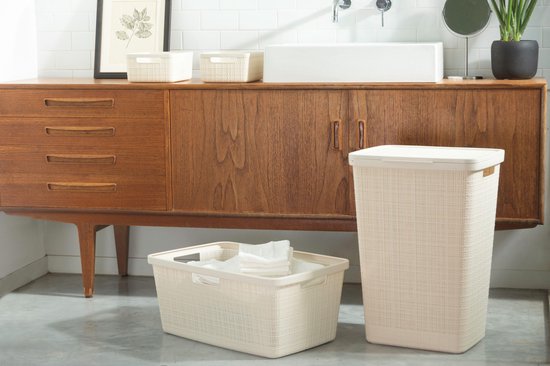 Curver Jute Wasmand met deksel - 58L - Gebroken wit