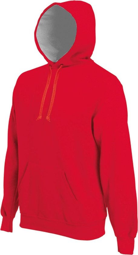 Kariban Heren Zware Contrasterende Hooded Sweatshirt / Hoodie (Rood)