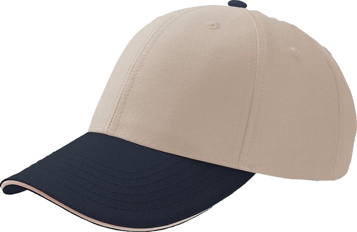 Atlantis Sport Sandwich 6 Panel Baseball Cap (Pakket van 2) (Ecru/Navy)