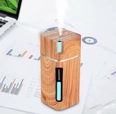 300ML Ultrasonic Auto Humidifire | Portable | Mini Humidifier | Wood Grain Auto USB Aroma Air Diffuser | Color LED Lamp |Humidificador voor Auto | Huis | Kantoor  - Licht Hout