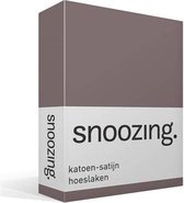 Snoozing - Katoen-satijn - Hoeslaken - Lits-jumeaux - 140x220 cm - Taupe