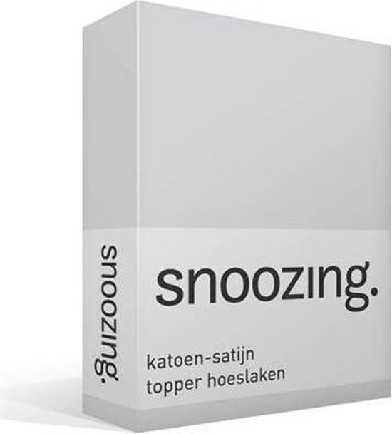 Snoozing - Katoen-satijn - Topper - Hoeslaken - Lits-jumeaux - 160x210 cm - Grijs