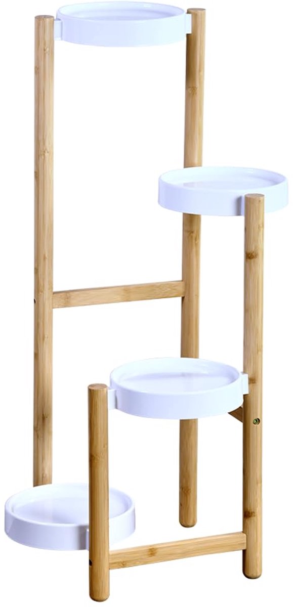 Kesper | Bloemenstandaard, materiaal: FSC-gecertificeerd bamboe, afmetingen: B: 48 x H: 78 x D: 42 cm, kleur: naturel/wit | 17276