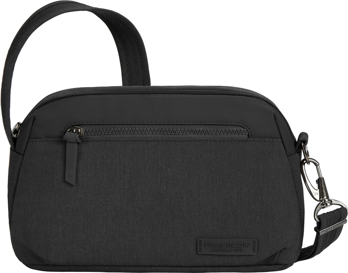 Travelon Metro Anti-diefstal Dome Crossbody Tas – RFID Schoudertas, snijbestendig & vergrendelbare ritsen – Zwart
