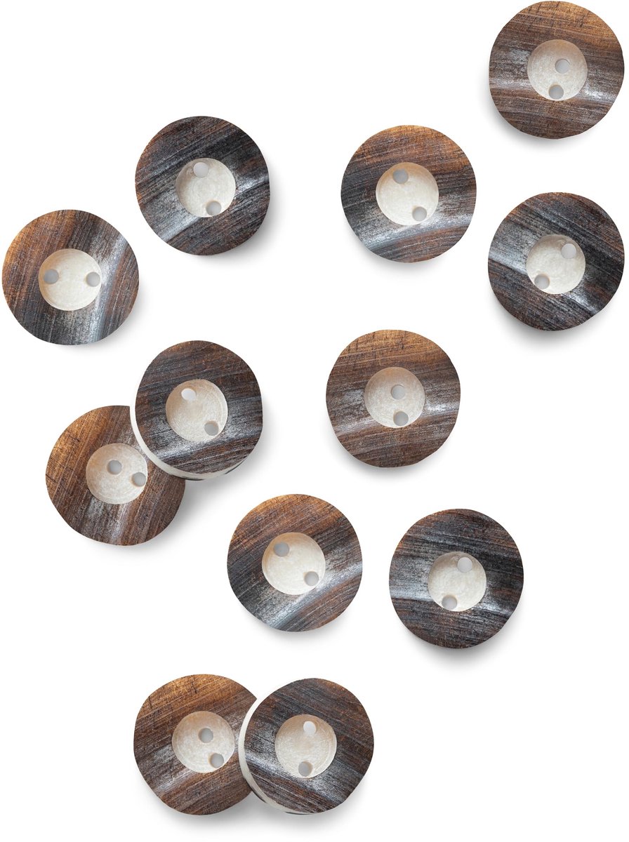 Schöneberger Trachten Couture Originele Hoornen Knopen, Lederhosen Knopen, 2-gats Traditionele Knopen - 4x/8x/12x diverse kleuren en diameters (Bruin Antiek, 22mm / 12x Knopen)
