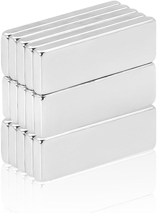 Aghoer Neodymium Magneten, 16 Stuks Sterke Rechthoekige Magneten, 40x10x5mm, Zilver, Koelkastmagneten, Magneetbord