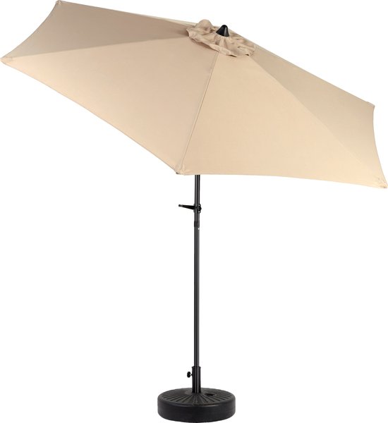 Parasol double rectangulaire Merax 9 pieds kaki avec mécanisme pivotant sans base, Groot parasol pour Jardin, terrasse ou piscine