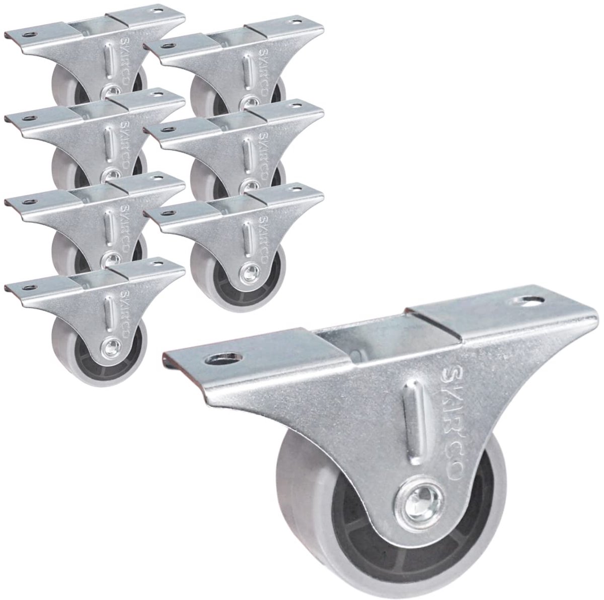 SKIR'CO (8 stuks) kleine 30 mm meubelwielen grijze rubberen wielen bokwielen niet-zwenkbaar, één richting (8)