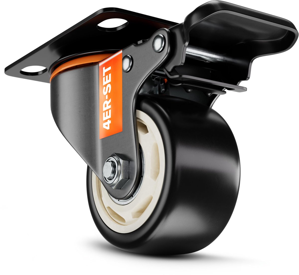 PEARWAY™ Heavy-Duty wielen 75 mm - Laadvermogen tot 500 kg [4x remmen] - Extra stil en duurzaam - Zwenkwielen voor werkplaats, meubels en buiten - Meubelwielen - Transportwielen Heavy-Duty - Wielen Heavy-Duty