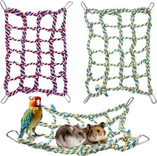 Pack of 2 Bird Ropes - Woven Climbing Net - 35 × 25 cm - Colourful Bird ...