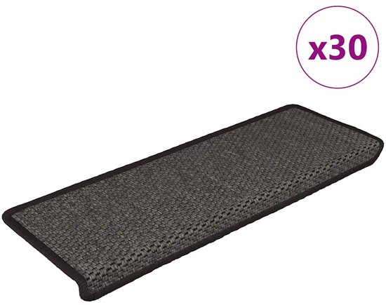 Set van 30 antracietkleurige sisal-look trapmatten.