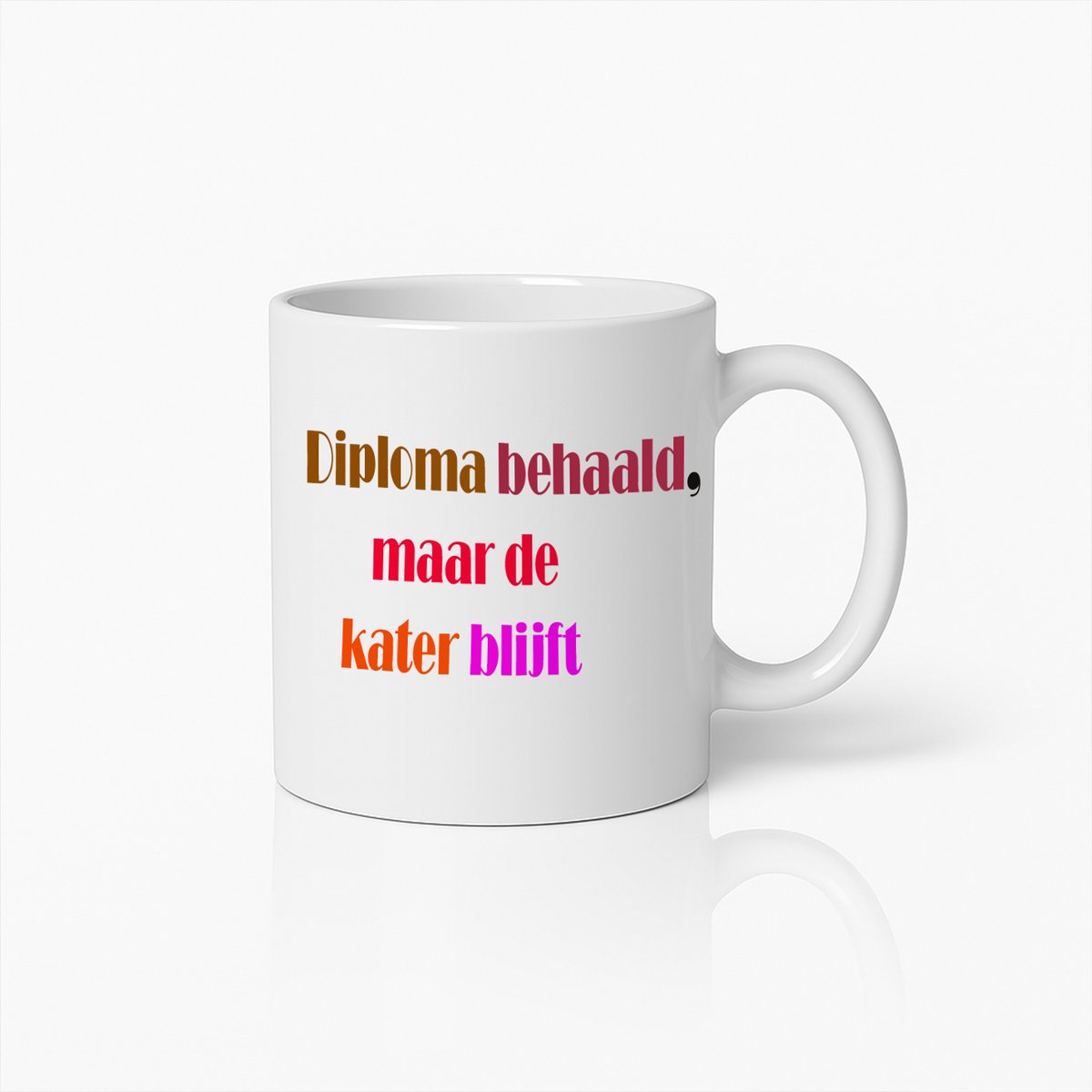 Afstudeer Mok – Grappige Kater Quote voor Graduanten