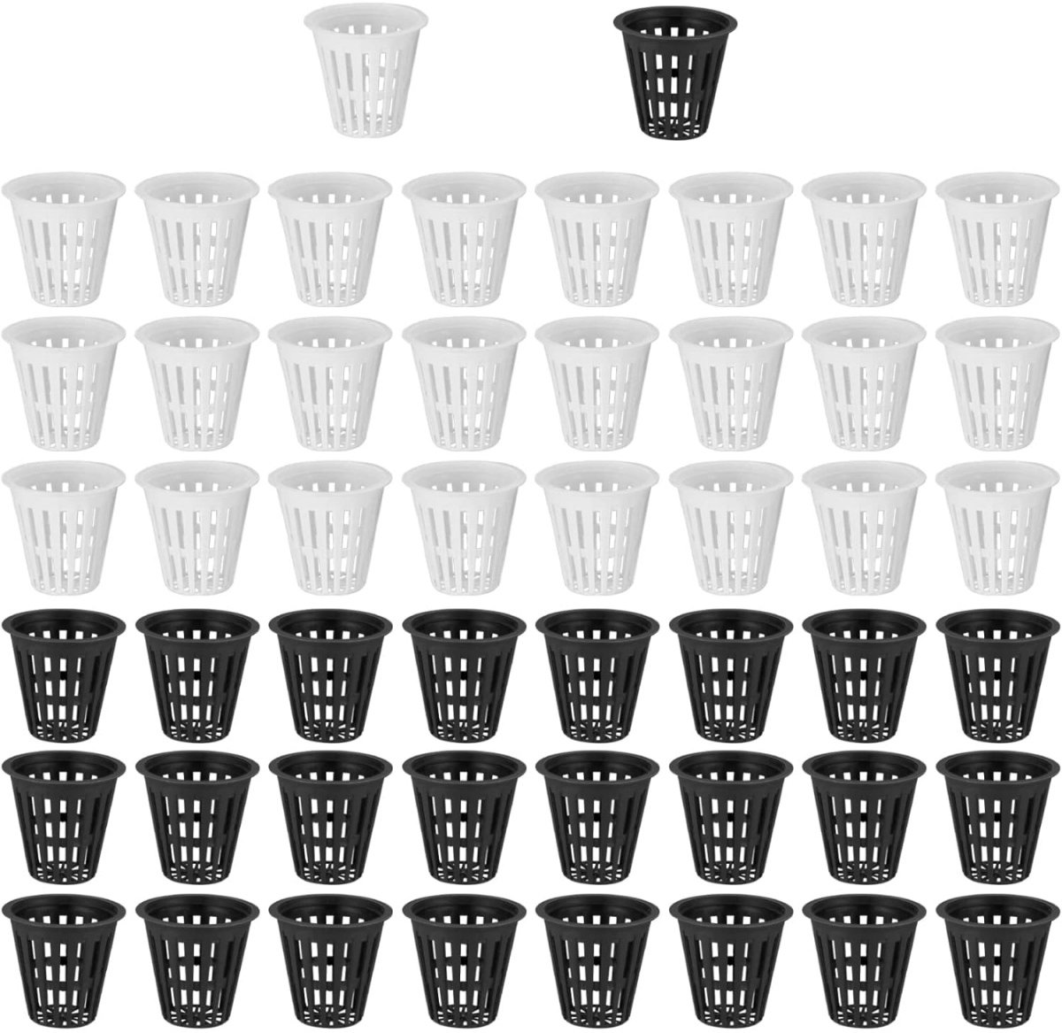 EXCITAT Hydroponische netpotten - 50 stuks - Bloempotten - Hydroponische plantennetpotten - Kunststof - Geschikt voor hydrocultuur - Zwart/wit