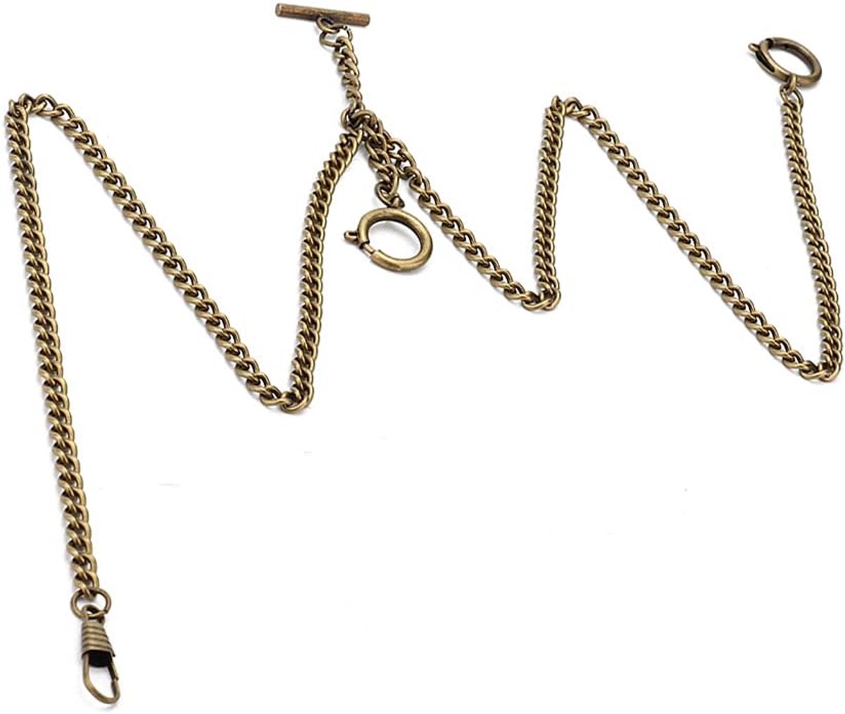 44 Cm Retro Vintage Metal Pocket Watch Chain Link Classic Antique Gift with T Bar for Men(Bronze)