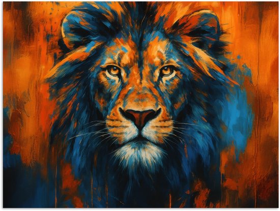 Affiche 120x90 cm - Tableau - Tête de lion - Oranje - Posters - Décoration chambre - Décoration murale salon - Décoration murale chambre