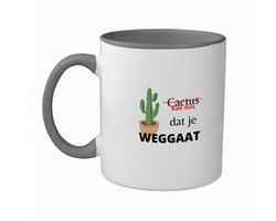 Hacebo® - kak dus dat je weg gaat koffiebeker grijs - iemand die ontslag neemt - thee mok - koffie beker - cactus - collega's - werknemers - verjaardagscadeau - verjaardag - cadeau - afscheidscadeau - geschenk - koffiemok - 350 ML inhoud