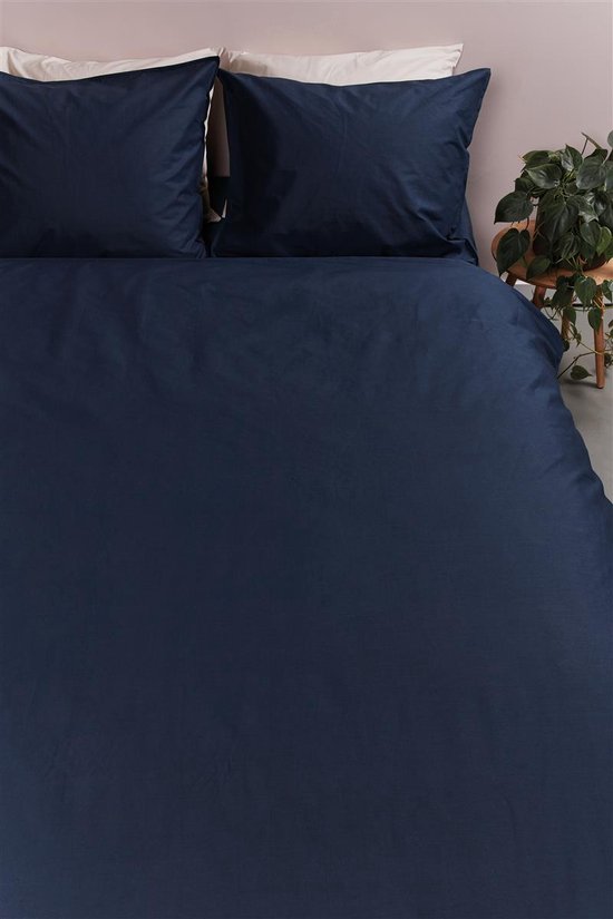 Ambiante Cotton Uni dekbedovertrek - Effen - Lits-Jumeaux XL - 260x200/220 cm - Donker Blauw van Ambiante — afbeelding 5