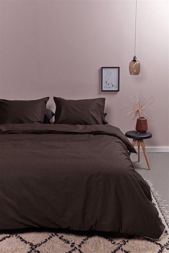 Ambiante Cotton Uni dekbedovertrek - Effen - Eenpersoons - 140x200/220 cm - Bruin van Ambiante — afbeelding 5
