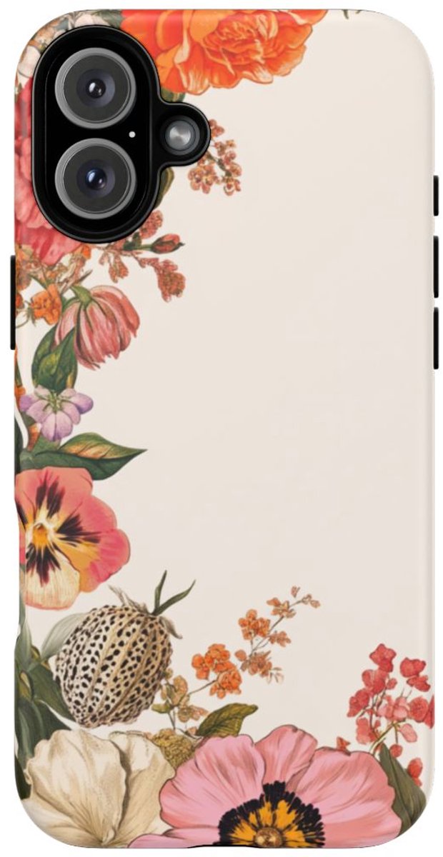 Vintage Botanische Bloemenrand – Telefoonhoesje Geschikt voor iPhone 16 Plus