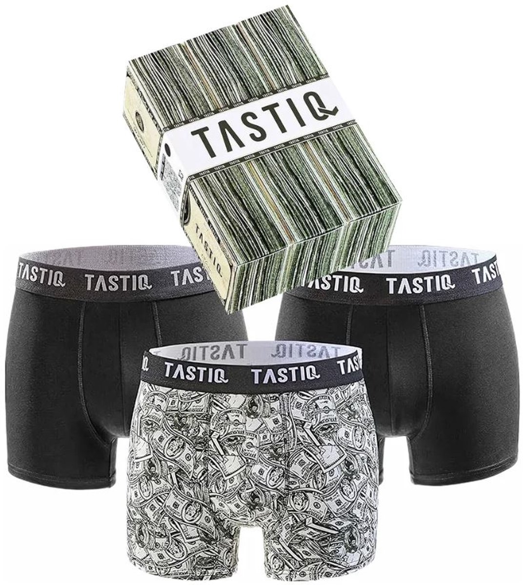 TASTIQ Dollar - Boxershort Heren - 3 Stuks - Maat S - Katoen - Comfort & Kwaliteit - Cadeau Giftbox - Onderbroeken Heren - Kerst