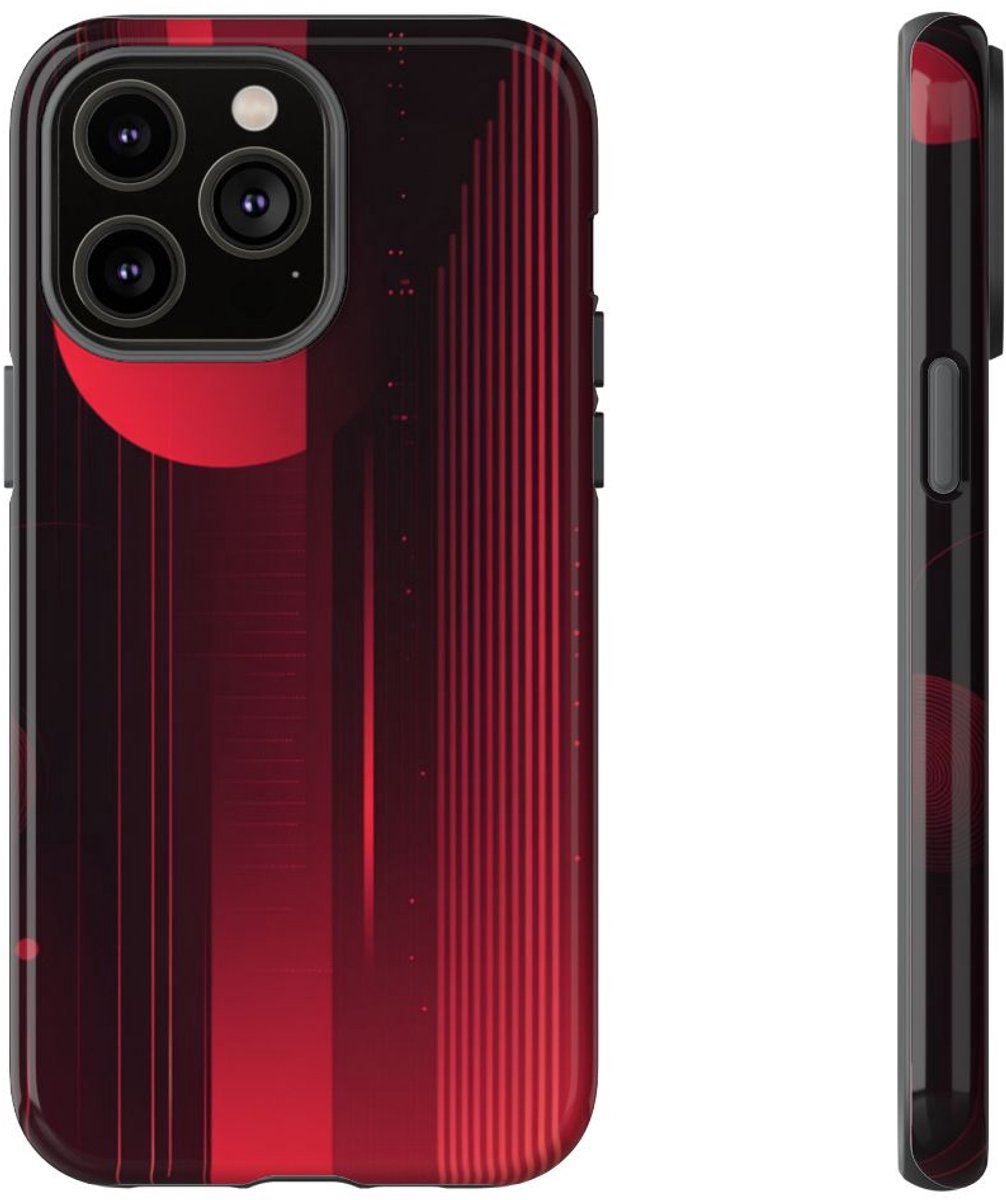 Abstract Rood Geometrisch Ontwerp – Telefoonhoesje Geschikt voor iPhone 14 Pro Max