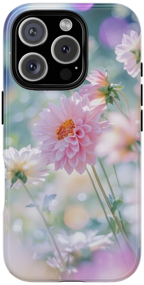 Zachte Pastel Dahlia's Bloemmotief – Telefoonhoesje Geschikt voor iPhone 16 Pro