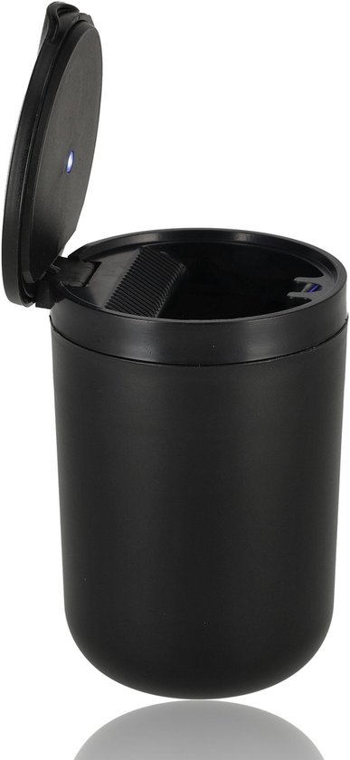 Auto Asbak 2 Stuks – Zwart met Deksel & LED – Rookvrije Asbak voor Auto & Vrachtwagen – Ø7 cm x 10.5 cm – Past in Bekerhouder – Geurloos & Veilig