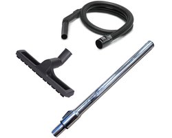 Driedelige stofzuigerslang/borstel/telescopische buisset - Stofzuigeraccessoires - Karcher NT-serie - Reinigingskop, vloerborstel en zuigkopslangset - Geschikt voor Karcher NT18, NT20 en NT30 - Zwart