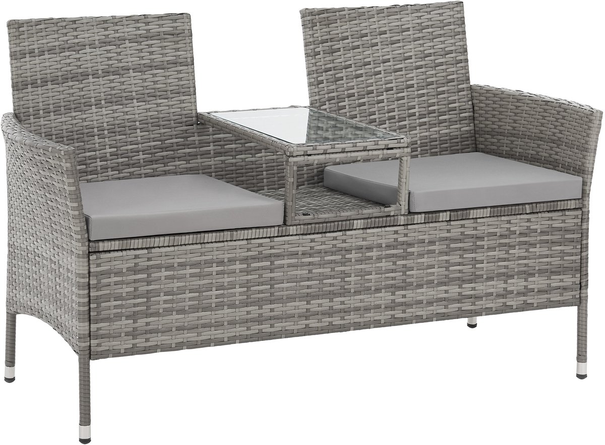SVITA CHICAGO rotan bank - tuinbank lounge zithoek grijs
