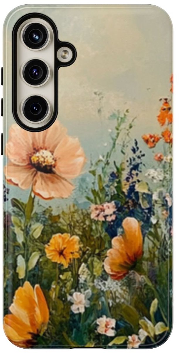 Schildering van Wildbloemenveld – Telefoonhoesje Geschikt voor Samsung Galaxy S24 Plus