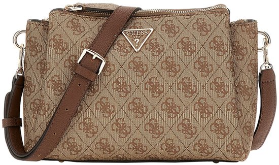 GUESS Sac à épaule bandoulière Noelle II Tri Comp Crossbody Bag Latte Logo / Brown Marron clair