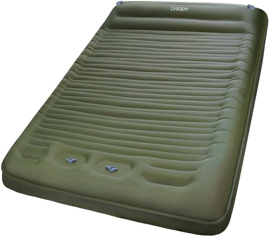 Origem Zelfopblazend Campingmatras, 14cm Ultralicht Opblaasbaar Matras met Kussen Enkel Campingbed Voor Trekking, Tent, Backpacking, Hangmat, Slaapzak, Buitenactiviteiten (Grijs