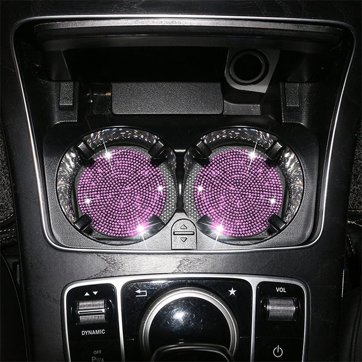 Bling kristallen auto-onderzetters - glitter strass - 2 stuks - siliconen