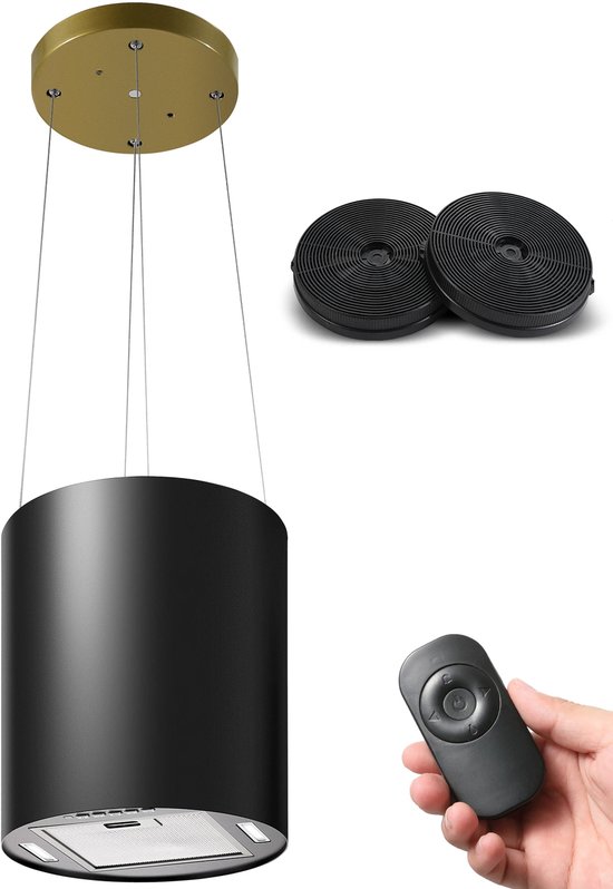 SNDOAS Eiland Afzuigkap 35 cm – 700 m³/u – Koolstoffilter – LED – Zwart