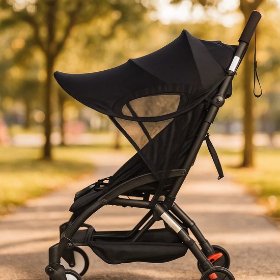 Universeel Zonnescherm Zwart - Kinderwagen Luifel & Zonneklep - UV-bescherming - Past op Elke Buggy - Kinderwagen Accessoir van Merkloos — afbeelding 2